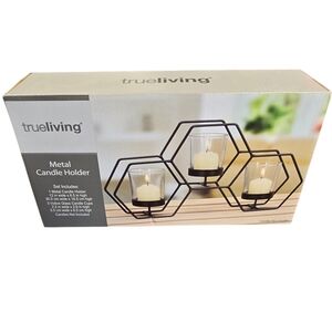 True Living Metal Candle Holder Set
